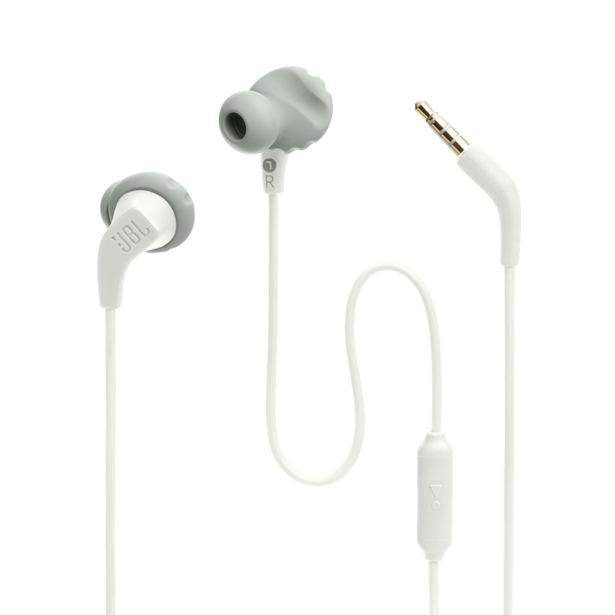JBL Endurance Run 2 Wired - White - Waterproof Wired Sports In-Ear Headphones - Detailshot 4 image number null